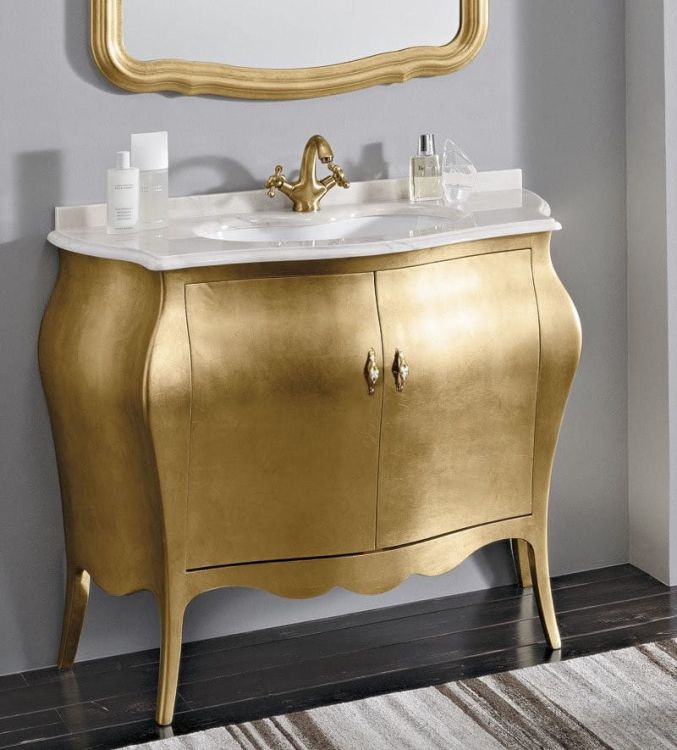 ISOTTA ORO 105-S szafka z umywalką, szer. 107cm, marmur Bianco Carrara, oro