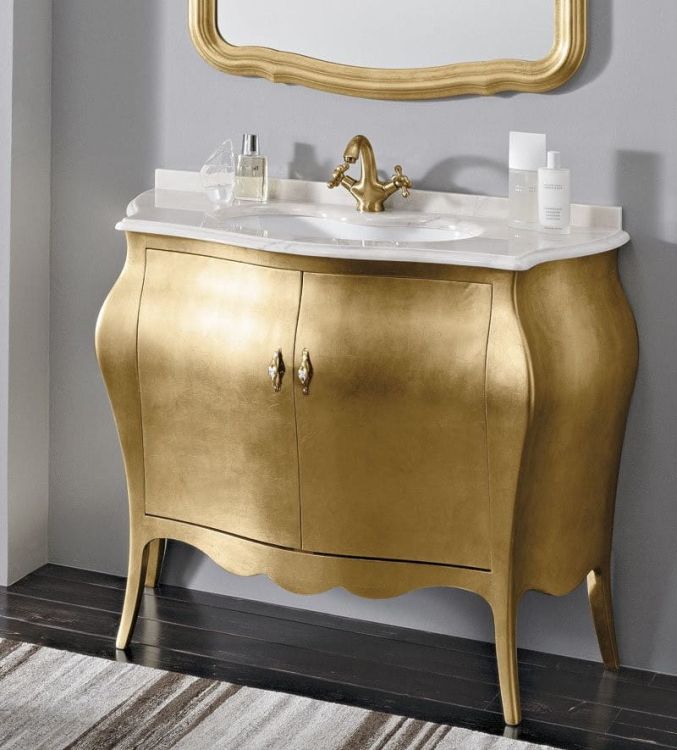 ISOTTA ORO 105-S szafka z umywalką, szer. 107cm, marmur Bianco Carrara, oro