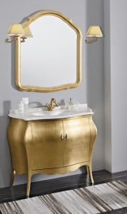 ISOTTA ORO 105-S szafka z umywalką, szer. 107cm, marmur Bianco Carrara, oro