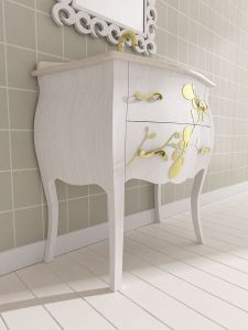 GELSO BIC 87-S szafka z umywalką, szer.87cm, marmur Silvia Oro, bianco/oro