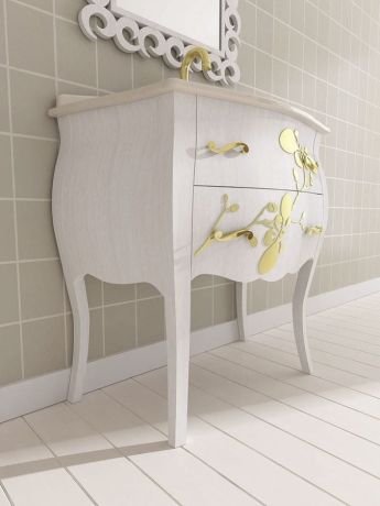 Przejdź do produktu GELSO BIC 87-S szafka z umywalką, szer.87cm, marmur Silvia Oro, bianco/oro