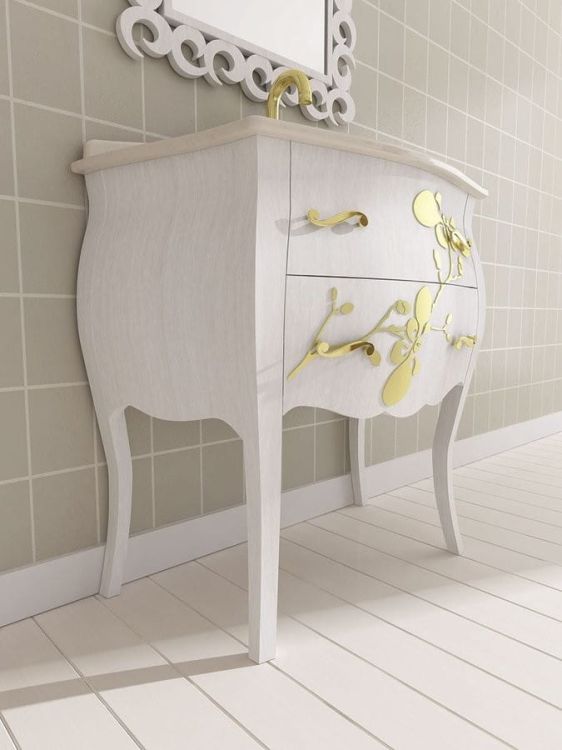 GELSO BIC 87-S szafka z umywalką, szer.87cm, marmur Silvia Oro, bianco/oro