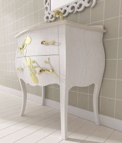 GELSO BIC 87-S szafka z umywalką, szer.87cm, marmur Silvia Oro, bianco/oro