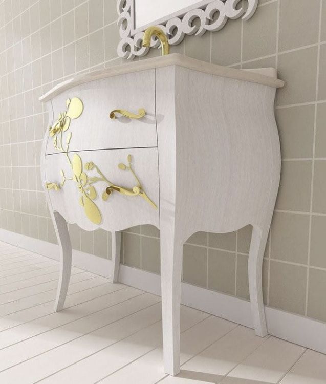 GELSO BIC 87-S szafka z umywalką, szer.87cm, marmur Silvia Oro, bianco/oro