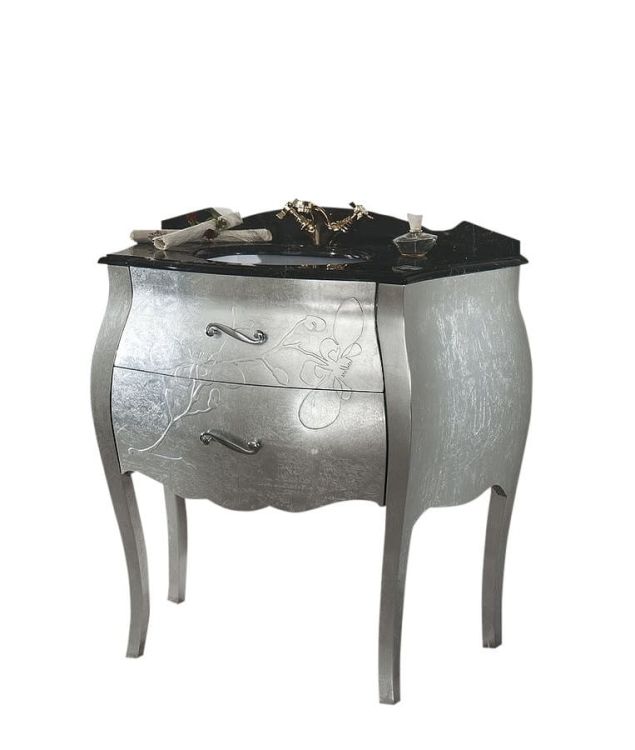 GELSO ARG 87-S szafka z umywalką, szer.87cm, marmur Nero Marquinia, argento