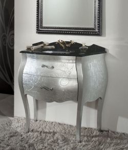 GELSO ARG 87-S szafka z umywalką, szer.87cm, marmur Nero Marquinia, argento