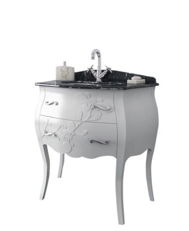 Przejdź do produktu GELSO LAC 87-S szafka z umywalką, szer.87cm, marmur Nero Marquinia, bianco