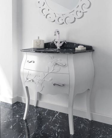 Przejdź do produktu GELSO LAC 87-S szafka z umywalką, szer.87cm, marmur Nero Marquinia, bianco