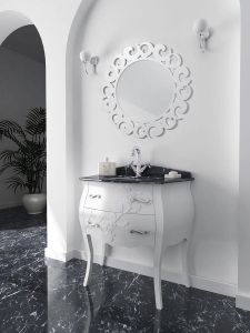 GELSO LAC 87-S szafka z umywalką, szer.87cm, marmur Nero Marquinia, bianco