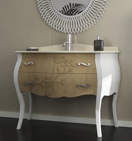 Przejdź do produktu GELSO BIC 115-S szafka z umywalką, szer.115cm, marmur Silvia Oro, bicolor