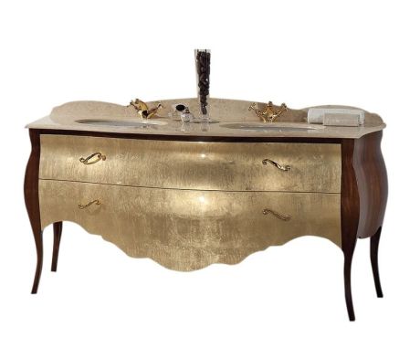 Przejdź do produktu GELSO BIC 175-S szafka z umywalką, szer.175cm, marmur Silvia Oro, noce/oro