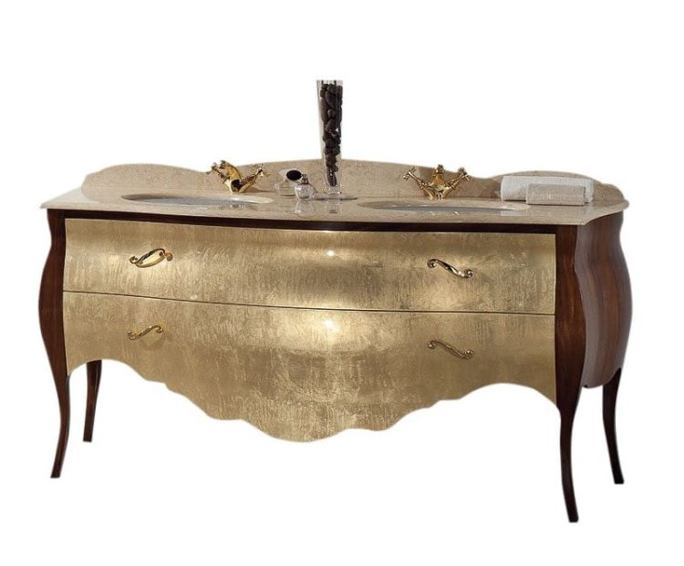 GELSO BIC 175-S szafka z umywalką, szer.175cm, marmur Silvia Oro, noce/oro