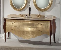 GELSO BIC 175-S szafka z umywalką, szer.175cm, marmur Silvia Oro, noce/oro