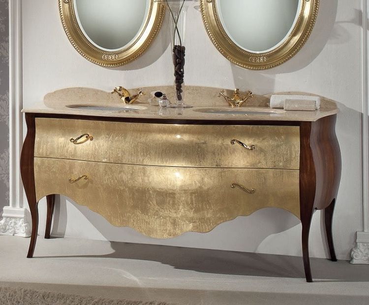 GELSO BIC 175-S szafka z umywalką, szer.175cm, marmur Silvia Oro, noce/oro