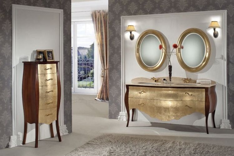 GELSO BIC 175-S szafka z umywalką, szer.175cm, marmur Silvia Oro, noce/oro