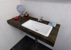 KAMA umywalka kompozytowa 500x260mm, biała, wpuszczana w blat