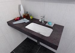 KAMA umywalka kompozytowa 500x260mm, biała, wpuszczana w blat