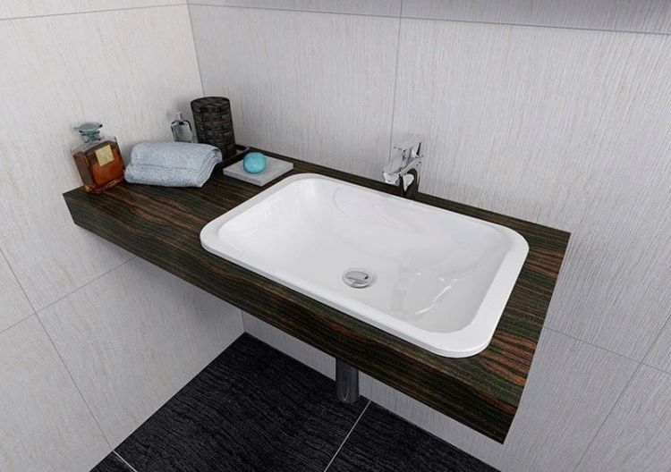 JAPURA umywalka kompozytowa 550x360mm, biała, wpuszczana w blat