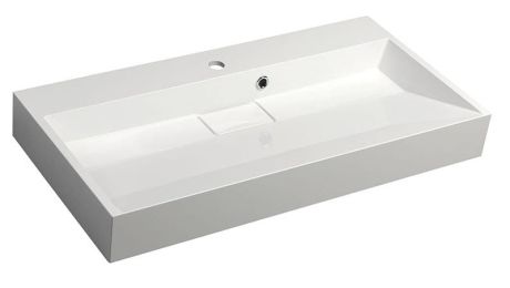 Przejdź do produktu AMUR umywalka kompozytowa z pokrywą odpływu 90x46cm, biały