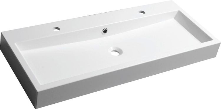 ORINOKO umywalka 100x42cm, 2 otwory na baterie, konglomerat, biała