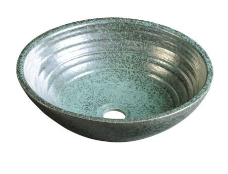 Przejdź do produktu ATTILA umywalka ceramiczna, średnica 43cm, zielona miedź