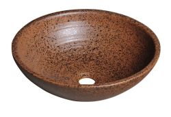 ATTILA umywalka ceramiczna, średnica 44cm, brązowa terakota
