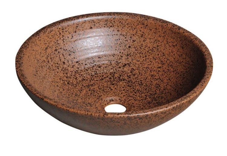 ATTILA umywalka ceramiczna, średnica 44cm, brązowa terakota