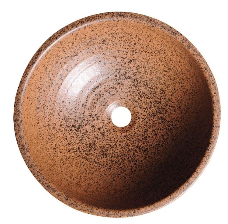 ATTILA umywalka ceramiczna, średnica 44cm, brązowa terakota