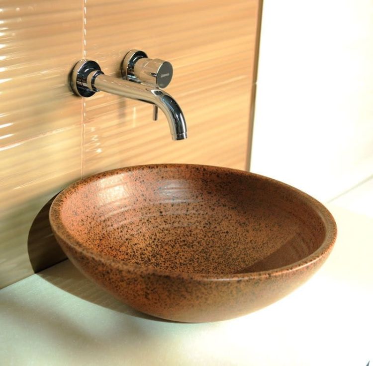 ATTILA umywalka ceramiczna, średnica 44cm, brązowa terakota