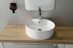 YAKARTA umywalka ceramiczna nablatowa, średnica 46cm