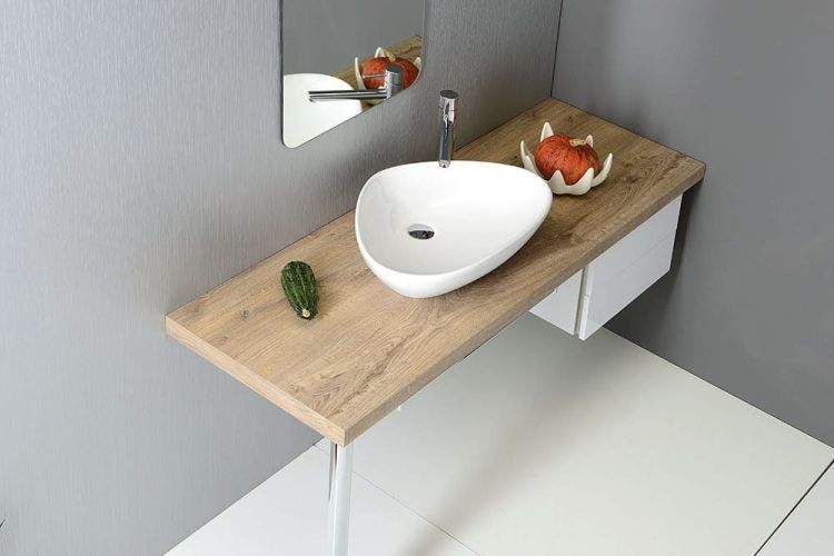 TERUEL umywalka ceramiczna nablatowa 58,5x14x39cm