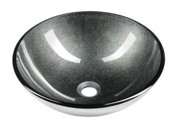 SKIN umywalka szklana, średnica 42 cm, metaliczny szary