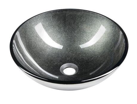 Przejdź do produktu SKIN szklana umywalka nablatowa Ø 42 cm, szary metaliczny