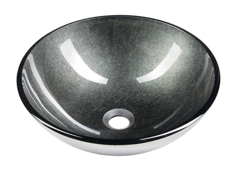 SKIN umywalka szklana, średnica 42 cm, metaliczny szary