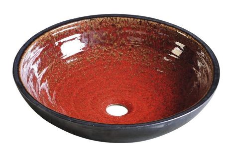 Przejdź do produktu ATTILA umywalka ceramiczna, średnica 43cm, pomidorowo/naftowa