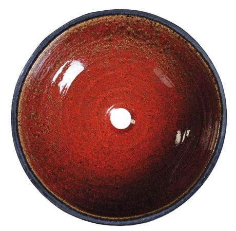 Przejdź do produktu ATTILA umywalka ceramiczna, średnica 43cm, pomidorowo/naftowa