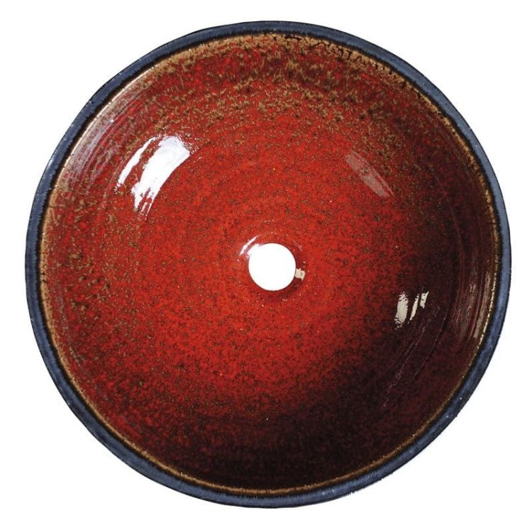 ATTILA umywalka ceramiczna, średnica 44cm, pomidorowo/naftowa