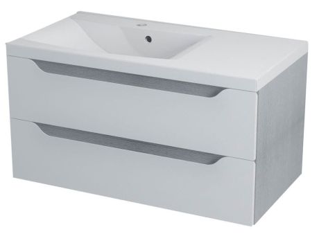 Przejdź do produktu WAVE szafka umywalkowa 90x45x48cm, lewa, biała/dąb srebrny