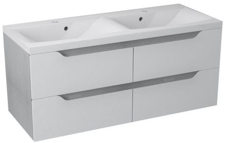 Przejdź do produktu WAVE szafka umywalkowa 120x50x48cm, biała/dąb srebrny