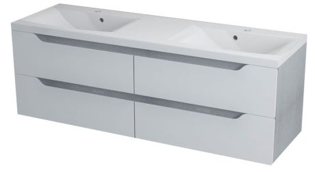 Przejdź do produktu WAVE szafka umywalkowa 150x50x48cm, biała/dąb srebrny