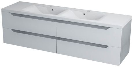 Przejdź do produktu WAVE szafka umywalkowa 179,7x50x47,8cm, biała/dąb srebrny