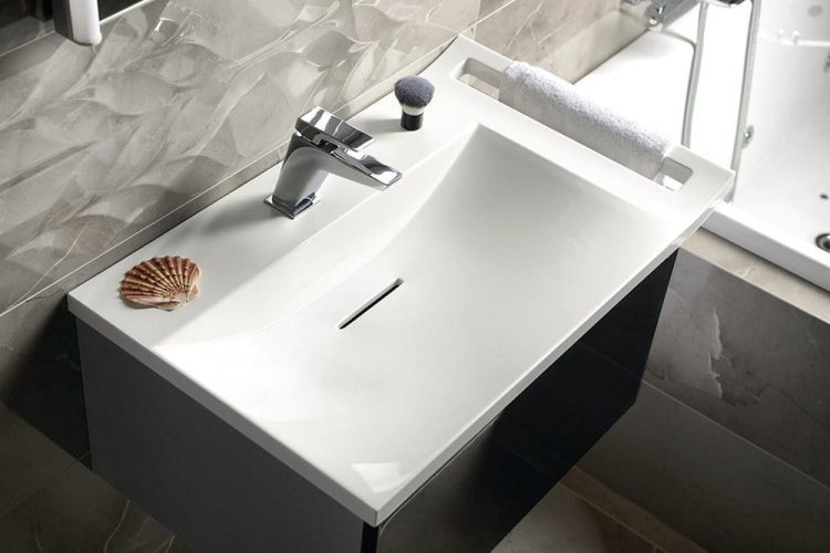 ZEUS szafka umywalkowa z syfonem 60x26x45cm, czarna/titan alu