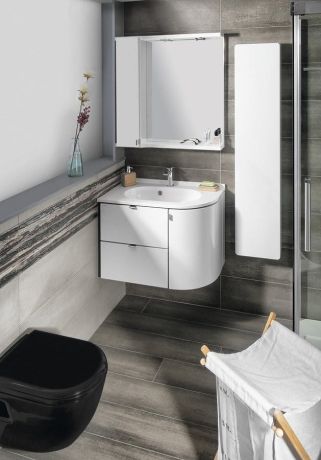 Przejdź do produktu PULSE szafka z lustrem, oświetlenie LED 75x80x17cm, lewa, biała/antracyt