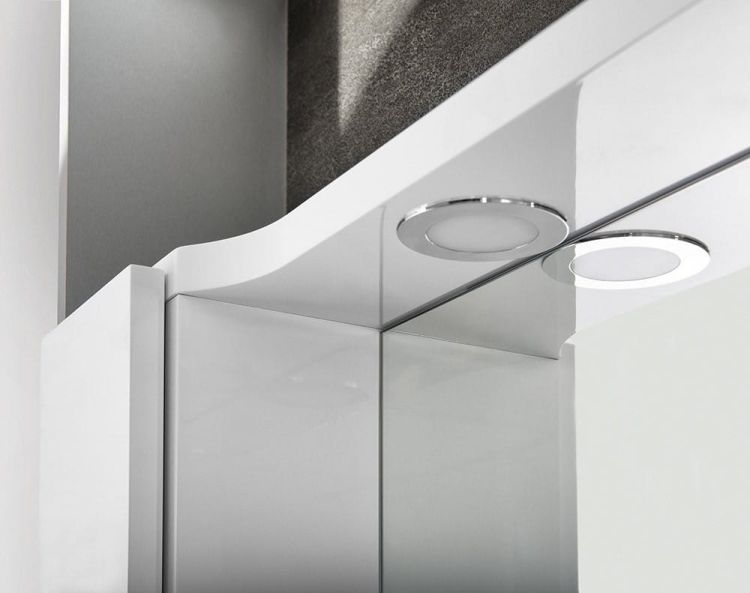 PULSE szafka z lustrem i ośw. LED 2x3W, 75x80x17cm, lewa, biała/antracyt