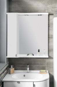PULSE szafka z lustrem i ośw. LED 2x3W, 75x80x17cm, lewa, biała/antracyt