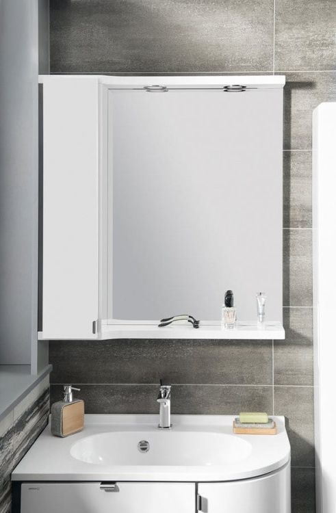 PULSE szafka z lustrem i ośw. LED 2x3W, 75x80x17cm, lewa, biała/antracyt