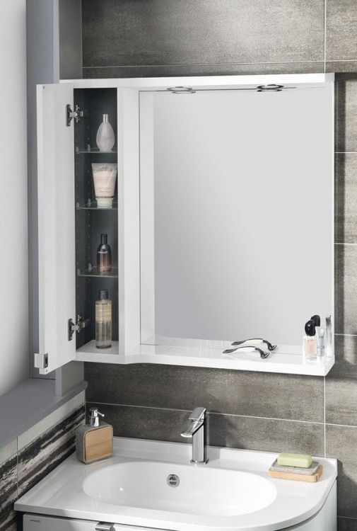 PULSE szafka z lustrem i ośw. LED 2x3W, 75x80x17cm, lewa, biała/antracyt