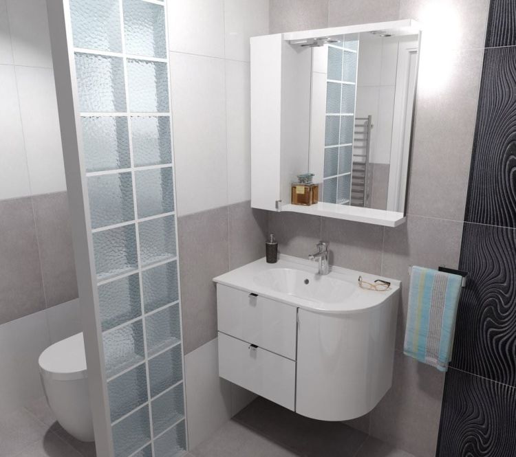 PULSE szafka z lustrem i ośw. LED 2x3W, 75x80x17cm, lewa, biała/antracyt