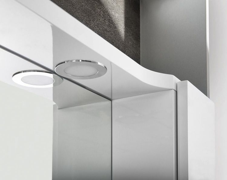 PULSE szafka z lustrem i ośw. LED 2x3W, 75x80x17cm, prawa, biała/antracyt
