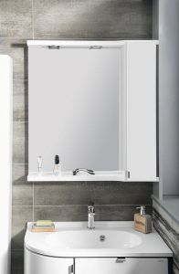 PULSE szafka z lustrem i ośw. LED 2x3W, 75x80x17cm, prawa, biała/antracyt